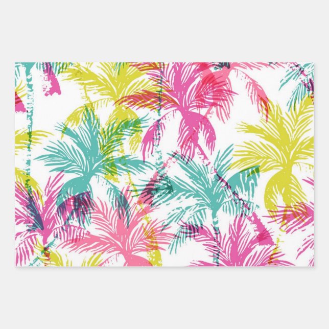Palm tree pattern wrapping paper sheets (Front)