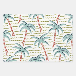 Palm tree pattern wrapping paper sheets