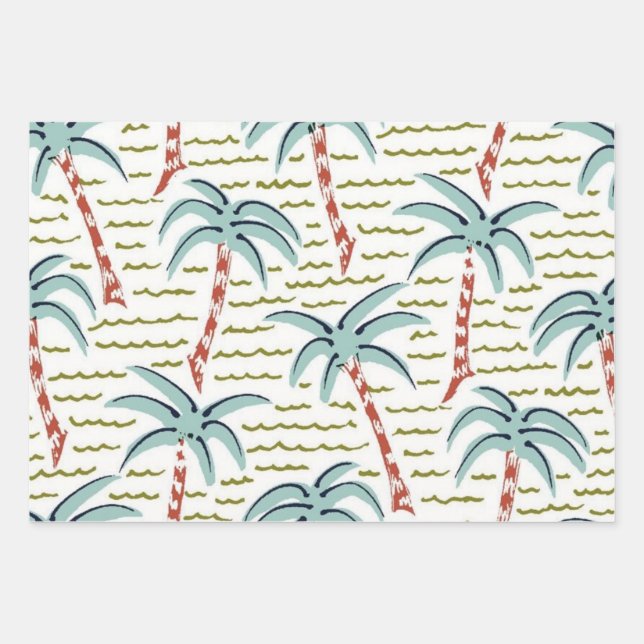 Palm tree pattern wrapping paper sheets (Front)