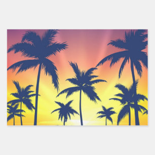 Palm tree pattern wrapping paper sheets