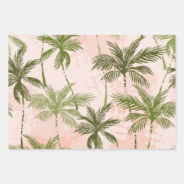 Palm tree pattern wrapping paper sheets (Front)
