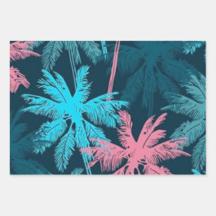 Palm tree pattern wrapping paper sheets