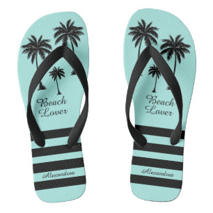 Palm Tree Personalized Beach Lover Flip Flops