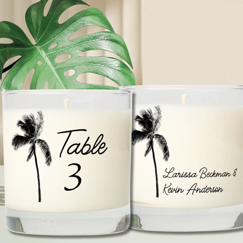 Palm Tree Personalized Favor Table Number Candle