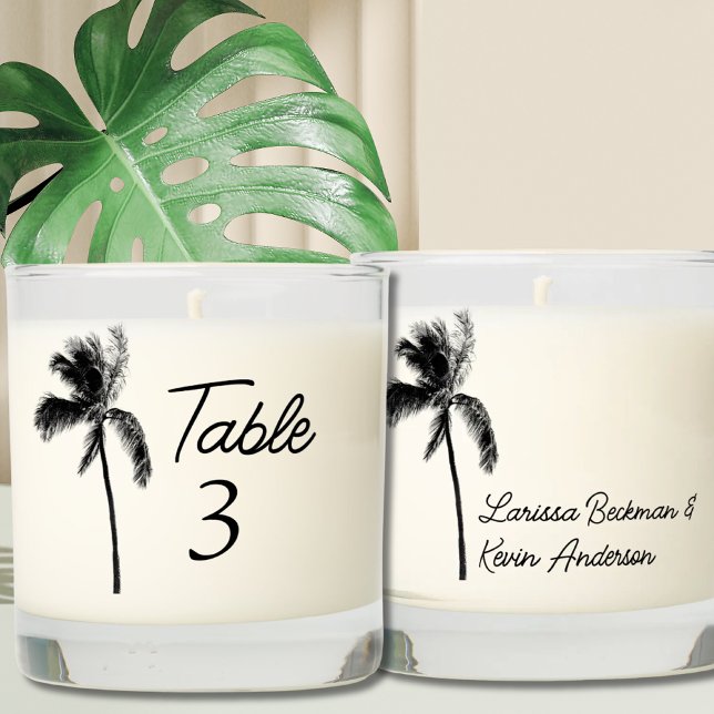 Palm Tree Personalized Favor Table Number Candle (Palm Tree Personalized Favor Table Number Candle
)