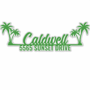 Palm Tree Personalized Mailbox Address Sticker