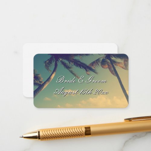Palm tree photo beach wedding enclosure cards