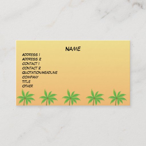 Customizable Palm Tree Photo Profile Card Business Card Template