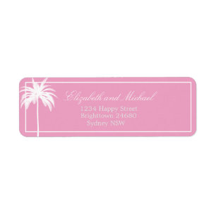 Palm Tree Pink Elegant Modern Chic Label