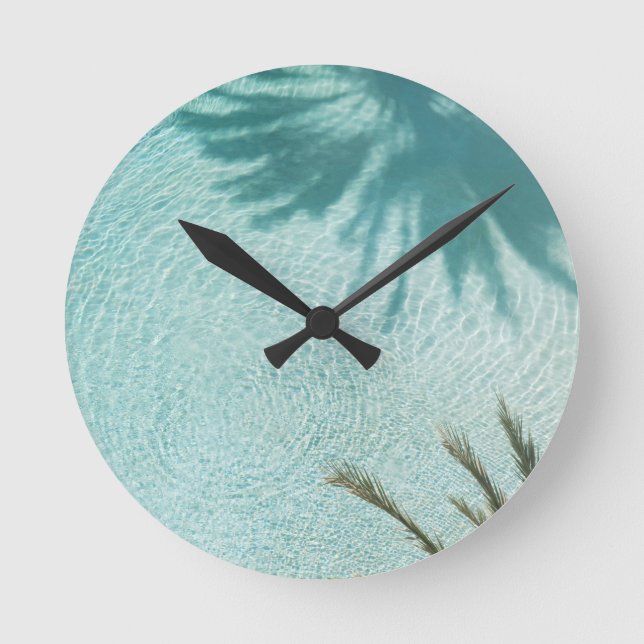 Palm Tree Pool Dream #2 #wall #art  Round Clock (Front)