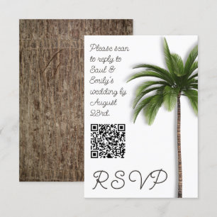 Palm Tree QR code Event Wedding RSVP Card