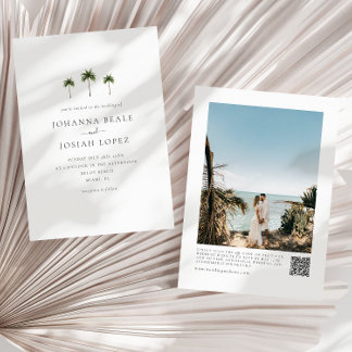 Palm Tree QR Code Photo Wedding Invitation