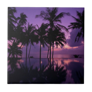 Palm Tree Reflection Ceramic Tile