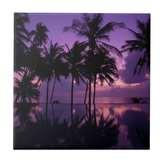 Palm Tree Reflection Ceramic Tile (Front)