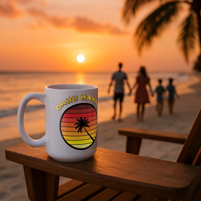 Palm Tree Retro Sunset Template Coffee Mug (Creator Uploaded)