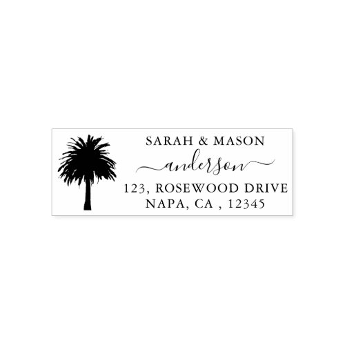 Palm Tree Return Address Self Inking Rubber Stamp