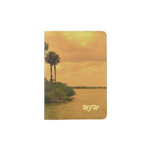Palm Tree Reverie Monogrammed Passport Holder