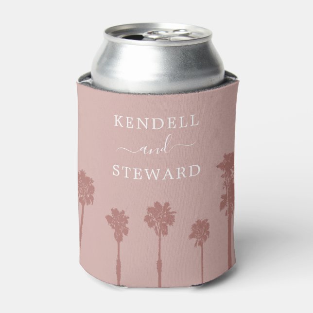 Palm Tree Romance Wedding Suite Can Cooler (Can Front)