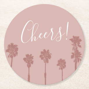 Palm Tree Romance Wedding Suite Round Paper Coaster
