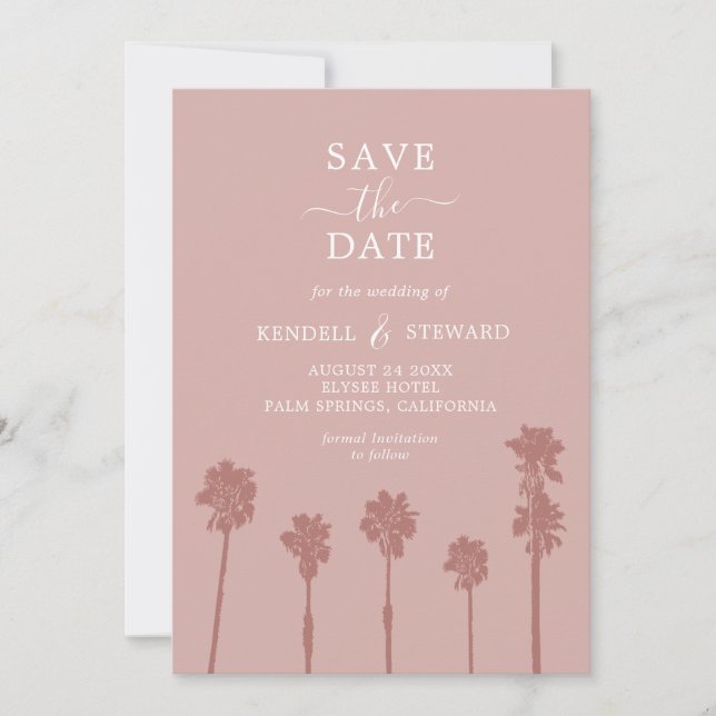 Palm Tree Romance Wedding Suite Save the Date (Front)