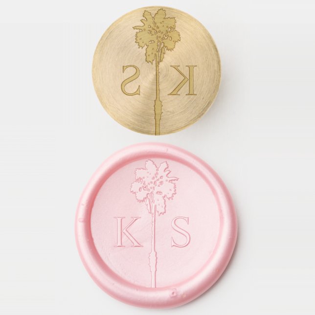 Palm Tree Romance Wedding Suite Wax Seal Stamp (Stamped)