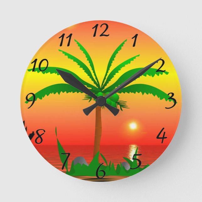 Palm Tree Round Clock (Front)