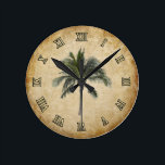 Palm Tree Round Clock<br><div class="desc">This design will match any tropical interior. More products with this design available.</div>