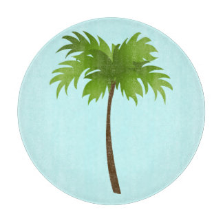 Palm Tree Round Glass Cutting Board