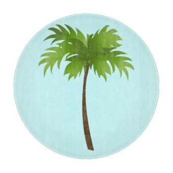 Palm Tree Round Glass Cutting Board by totallypainted at Zazzle
