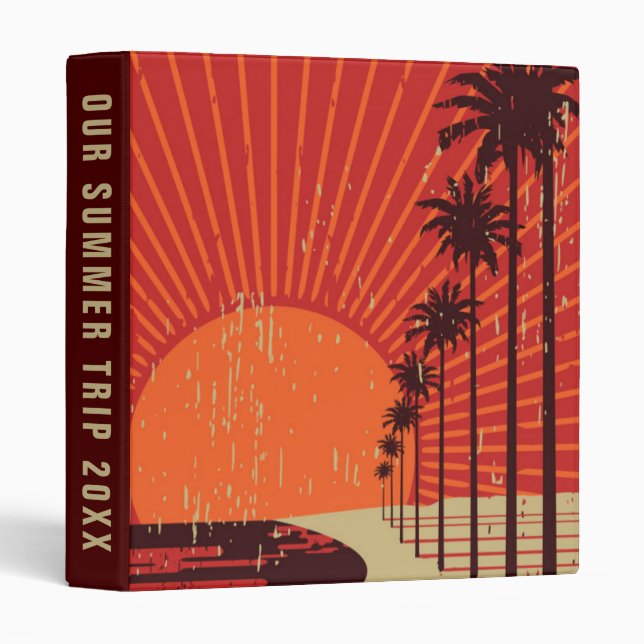 Palm Tree Row | Add Your Text 3 Ring Binder (Front/Spine)