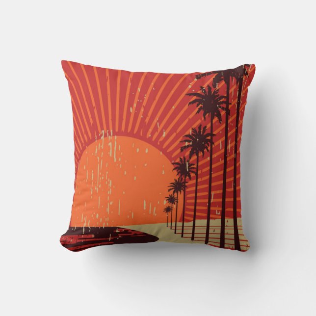 Palm Tree Row Throw Pillow (Front)