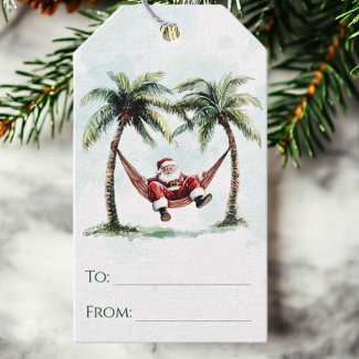 Palm Tree Santa Hammock Tropical Beach Christmas
