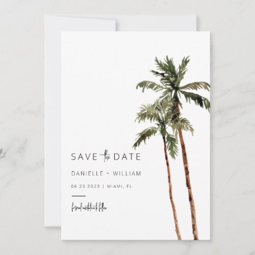 Palm Tree Save the Date Invitation Wedding