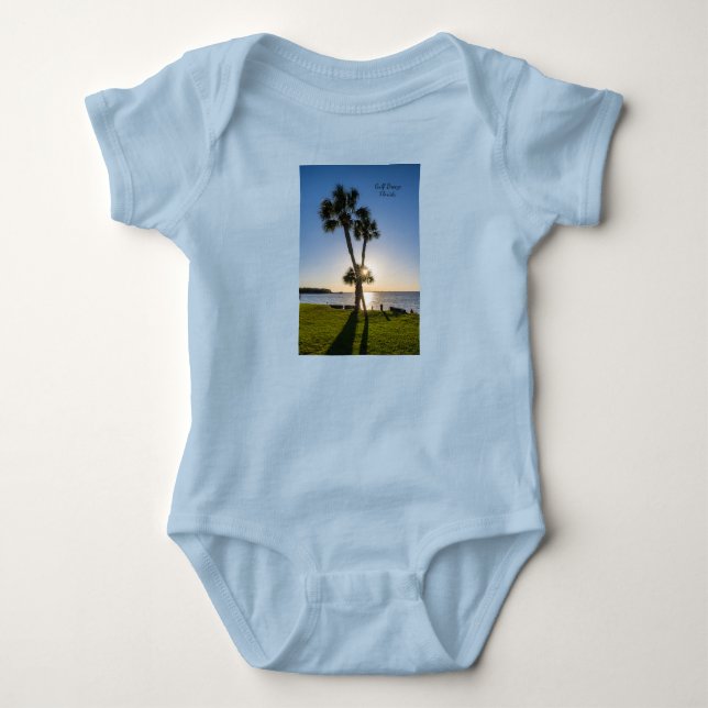 Palm Tree Scissors Silhouette Baby Body Suit Bodysuit (Front)