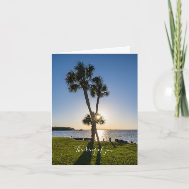 Palm Tree Scissors Silhouette Thinking Of You Card (Front)