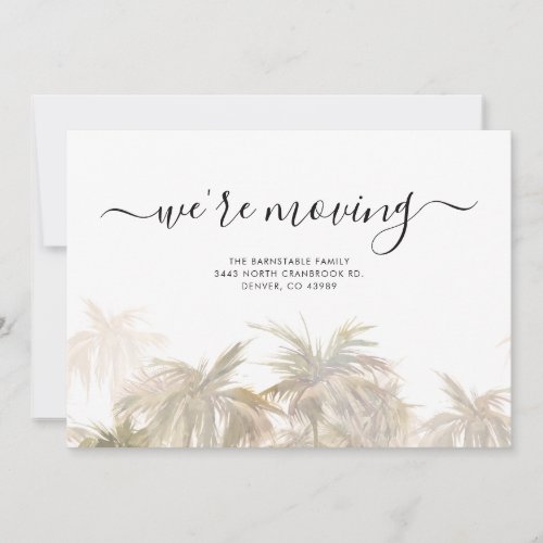 Palm Tree Script Moving Announcement Card