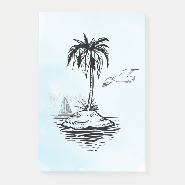 Palm Tree & Seagull on Post-it notes (Front)