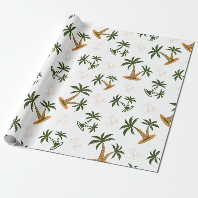 Palm tree seamless pattern wrapping paper (Unrolled)