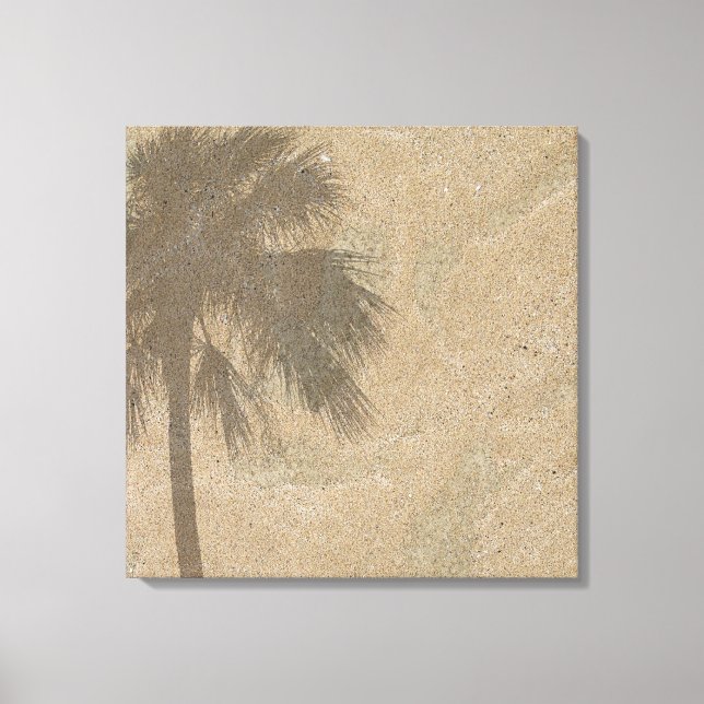 Palm Tree Shadow on Beach Sand Background - Palms Canvas Print (Front)