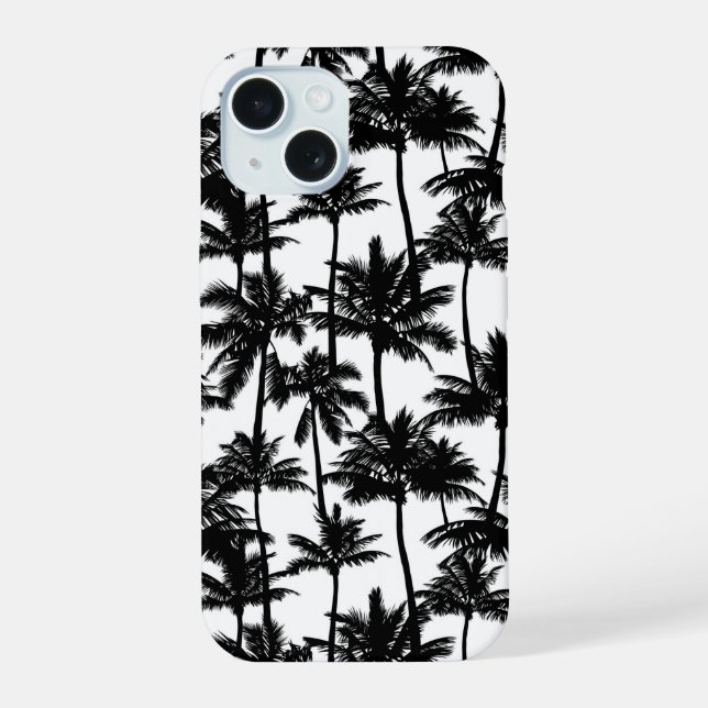 Palm Tree Shadow Pattern iPhone 15 Case (Back)