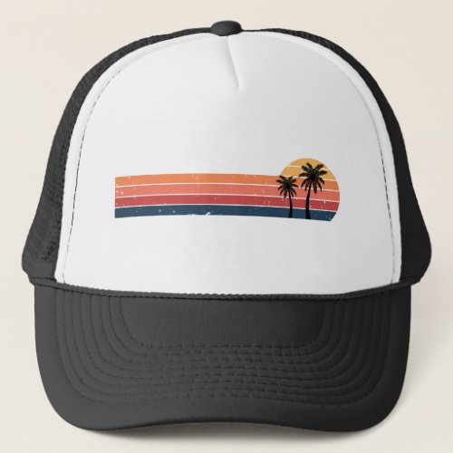 Palm Tree Shirt _ Retro Style Tropical Beach  Trucker Hat