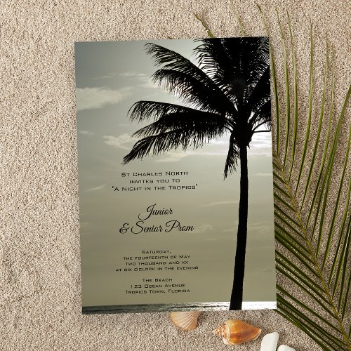 Palm Tree Silhouette Beach Junior  Senior Prom Invitation