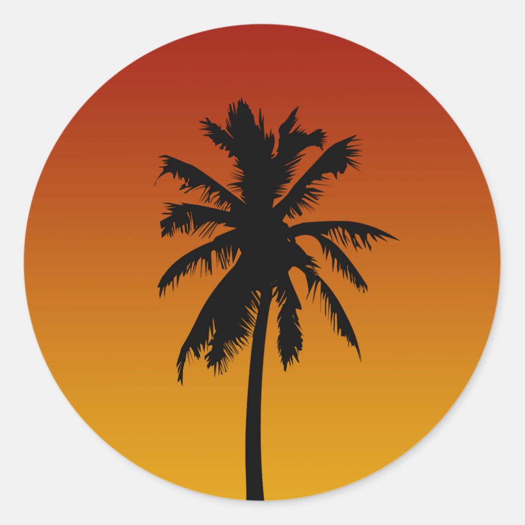 Palm Tree Silhouette Beach Party Stickers | Zazzle