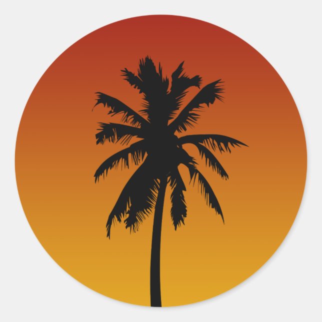 Palm Tree Silhouette Beach Party Stickers (Front)