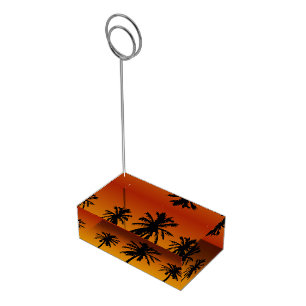 Palm Tree Silhouette Beach Party Table Card Holder