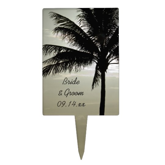 Palm Tree Silhouette Beach Wedding Cake Topper Zazzle Com