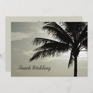 Palm Tree Silhouette Beach Wedding Invitation