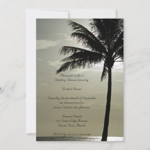 Palm Tree Silhouette Beach Wedding Shower Invitation