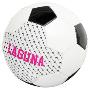 Palm Tree Silhouette Coastal Sports NAME Fun Soccer Ball