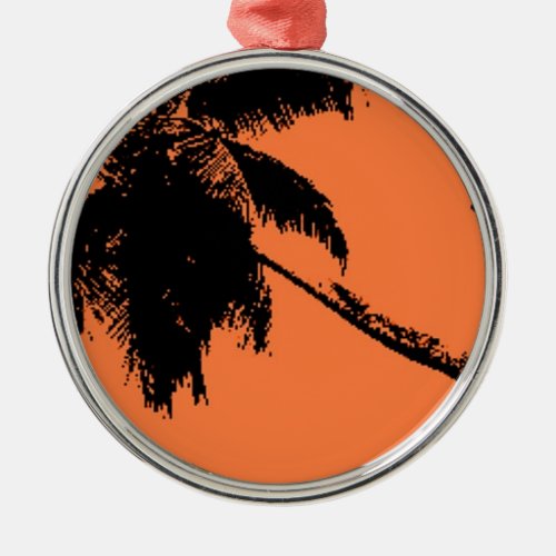 Palm Tree Silhouette Metal Ornament